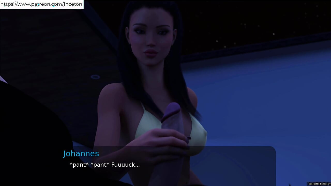 Mia와 여름 - 수영장에서 핸잡하기