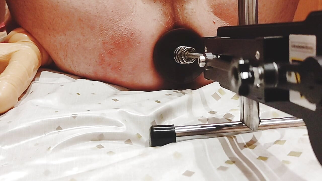 Machine fuck for big dildo 28 cm, double anal