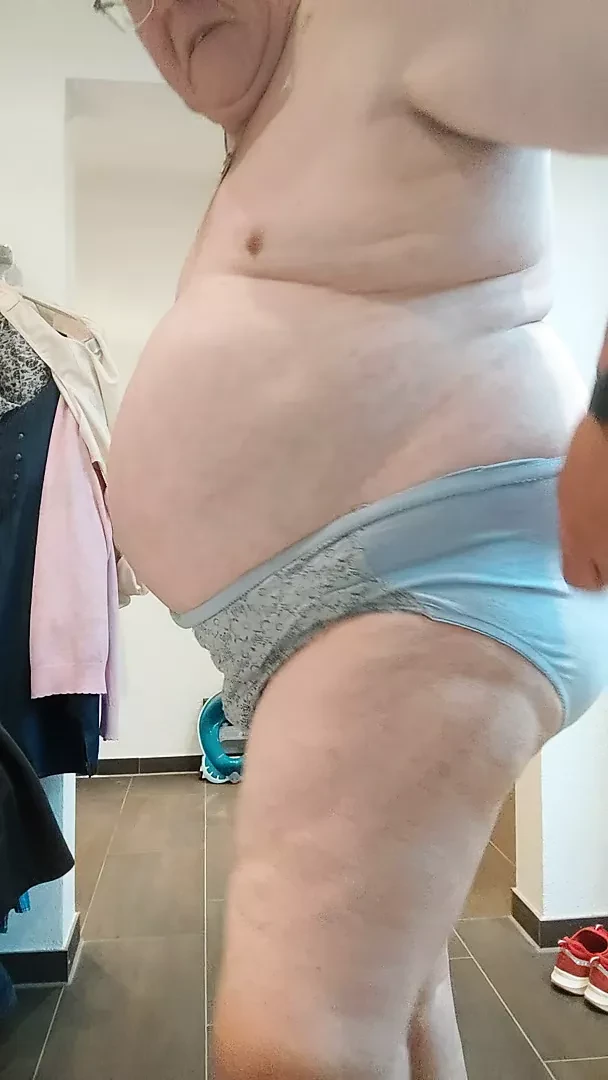 Belted in wifes light blue panty