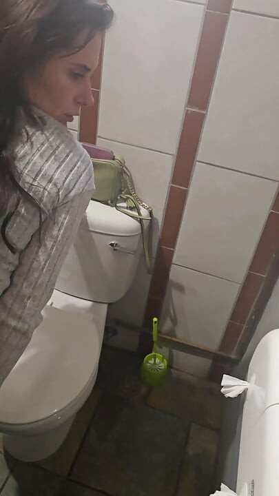 Real milf taking cock in the bathroom again!