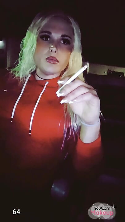 Hot Tranny Smoking 120's in Public