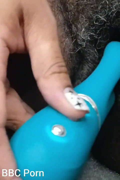 Fucking My Black Hairy Pussy with Rabbit Vibrator