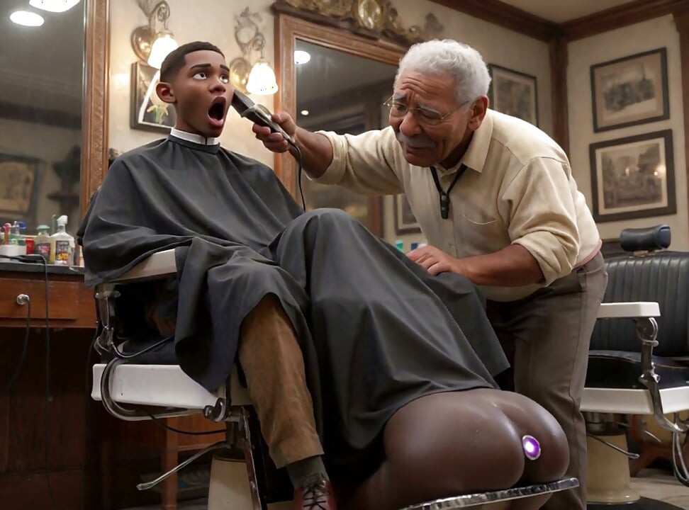 The barbershop is becoming famous because of the new female employees (AI-generated)
