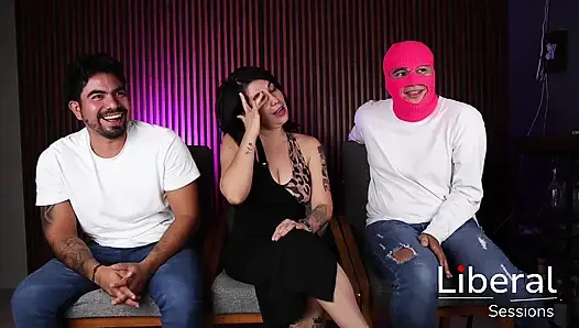 MATURE MILF WITH TREMENDOUS TITS, RECORDS HER FIRST THREESOME WITH 2 STRANGERS.