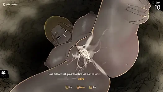 Hentai Game – Arrival of the Goddess -  Slutty Hot Blonde Babe Fucked by an Entire Tribe