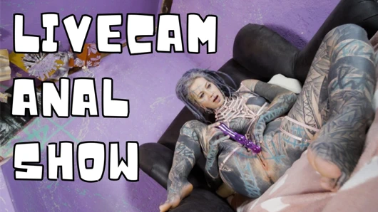 Inked Tattoo Goddess Live Deep Anal Toy Masturbation