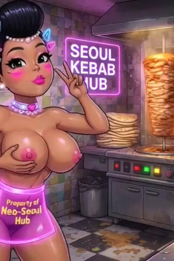 Funny Cartoon Girl Topless, Ai Animation