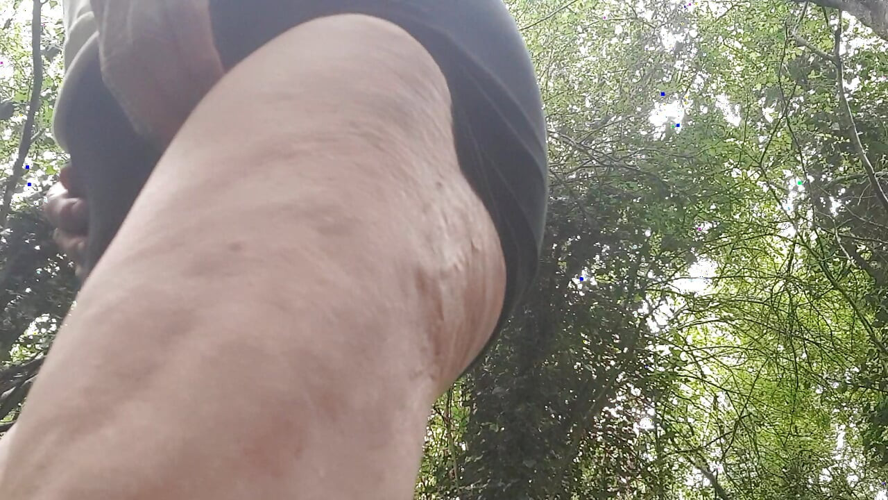 Breast playing outdoors