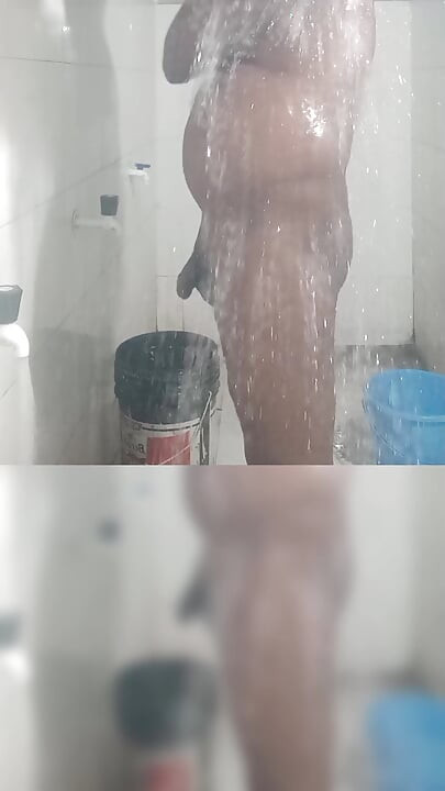 Bathing show nude bath shower black cock showing