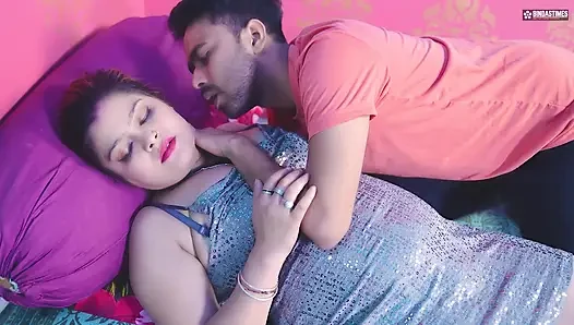 Desi Bold & Horny Step Mom shares Bed with Her Two Step Sons at Same Time  Threesome  ( Hindi Audio )