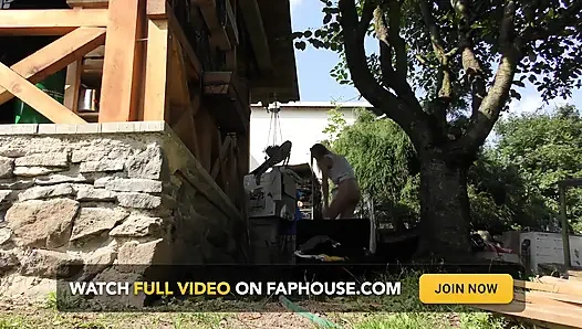 The neighbor has a barbeque party and the girls are shameless and have no panties