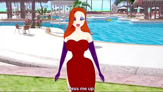 Jessica Rabbit halka açık havuzda sakso çekiyor