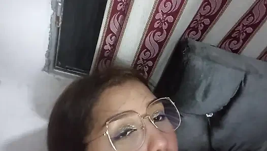 Busty Latina with Glasses on Sucks My Big Cock