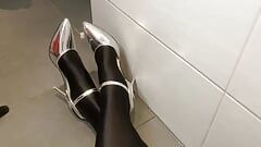 Silver Heels and Spandex Pantyhose