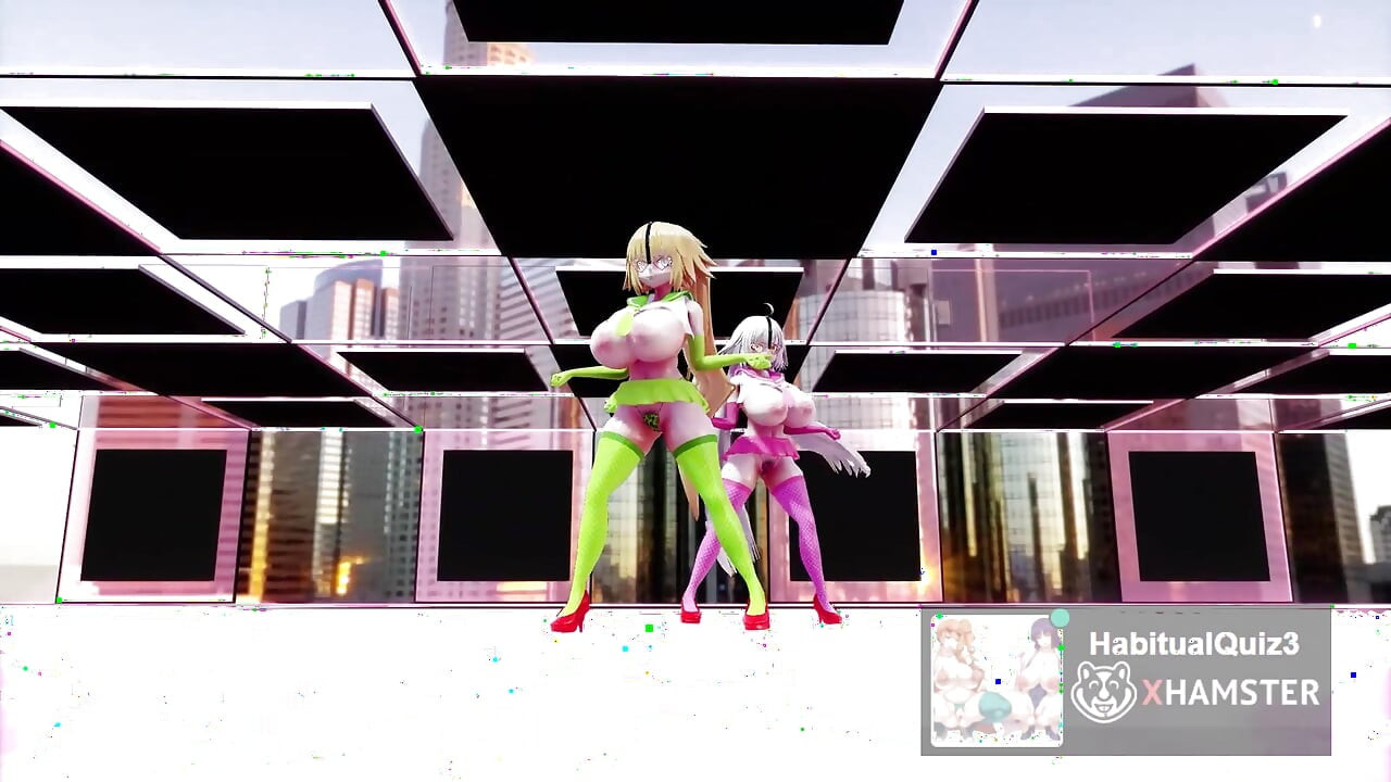 MMD r18 FGO MMD اثنان من Jeannes يصوران فتاة مصابة بجنون العظمة بهاتف محمول 3D هنتاي ahegao جبهة مورو الإسلامية للتحرير