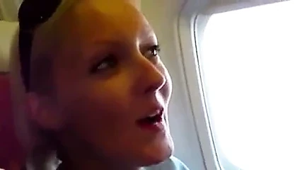 blonde blowjob in an ariplane