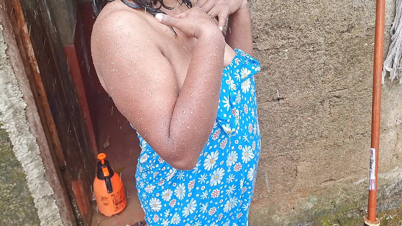 Hottest step mom bathing out side