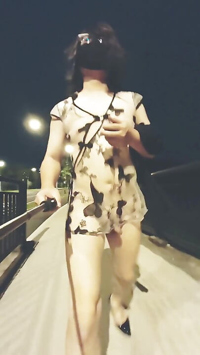 At Night, Exposing My Big Ass and Urinating on an Uninhabited Road