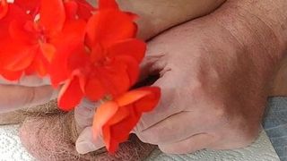 Painting cock insert flowers in my peehole, torture, cum