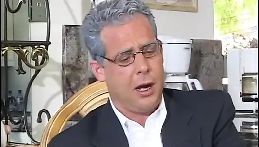 Randy cock sucking babes gets fucked by 2 guys in group sex then jizzed