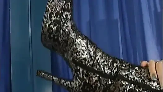 Blonde German Cougar with Big Tits Uses Toys and Takes Huge Cock Vintage