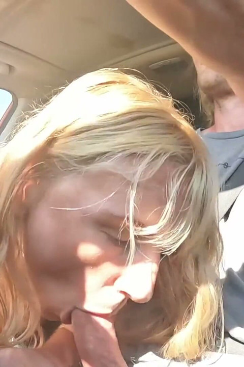 Sexy Blonde Swallows Cum After Road Head