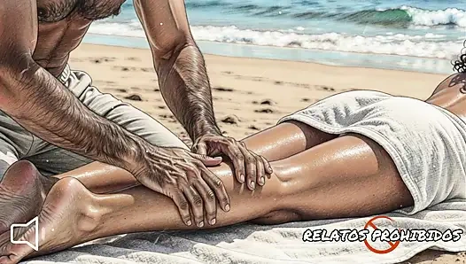 A stranger puts cream on you and fucks you on the beach. Story with a male voice. ASMR.