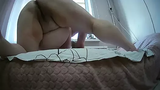 My stepsister masturbates her pussy with a big toy