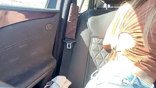 Mila Public Flashing Natural Tits with Hard Nipple in Car in Spain