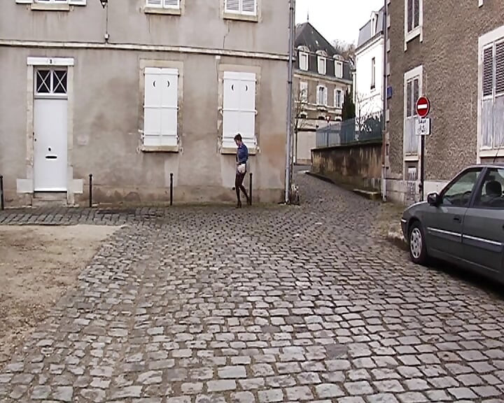 Tied French slut fucked hard by a horny domina and a big strapon