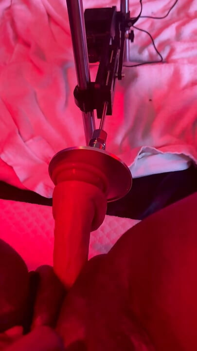 Trans woman alone with sex machine