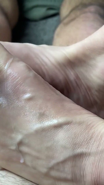 my wife's sexy feet are slipping on my dick and look how it all ended | Clip 1