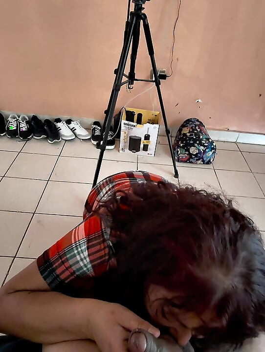 With my friend's mom again, she sucks my dick