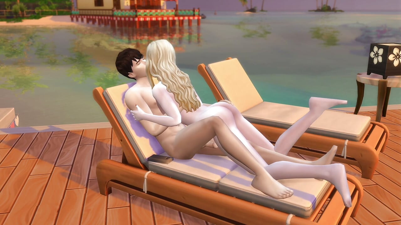 Couple gets excited on a day at the beach