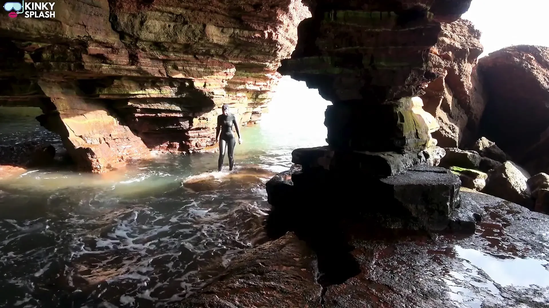 Wetsuit Cave Encounter: Secret Fun with Mysterious Stranger