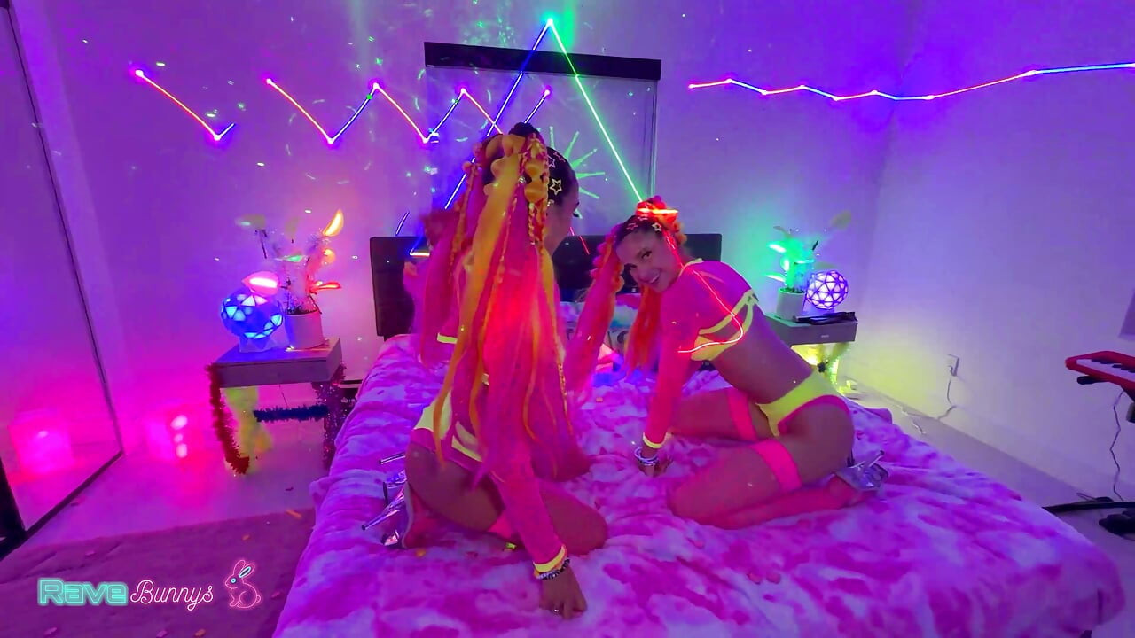 Sasha Tatcha and Madison Steele Shine in Body Paint for a Neon Threeway