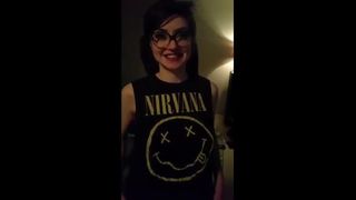 Cute Emo girl flashes and sucks