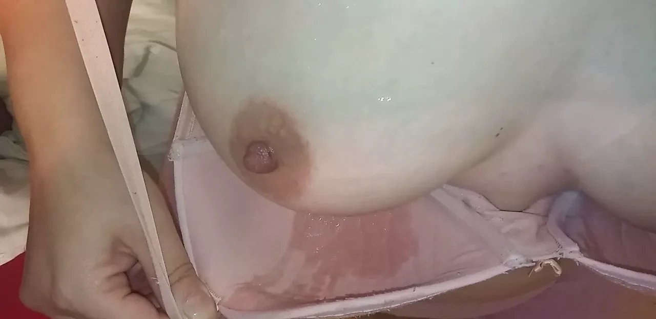 Ejaculation on tits and bra