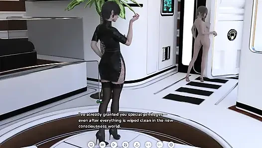 He plays by placing his penis against her breasts. gameplay