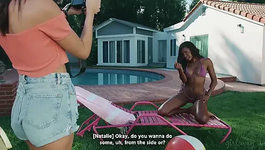 GIRLSWAY - Naughty Natalie Brooks Oils Up Besties Nicole Kitt & Lucy Lotus For Hot Bikini Photoshoot