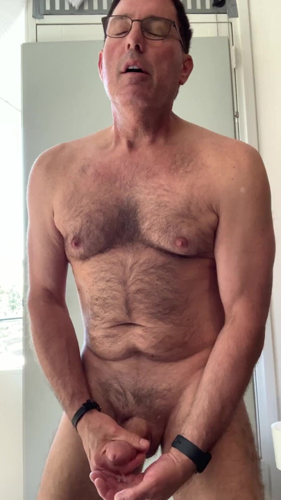 Watch me jerk-off naked, cum standing up and eat my cum | Clip 1