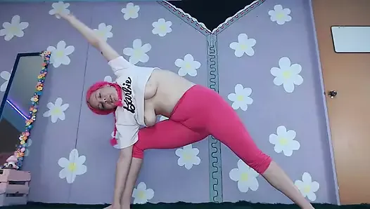Cute Latina Milf Yoga Workout Flashing Big Boobs Nip slip See through Leggings