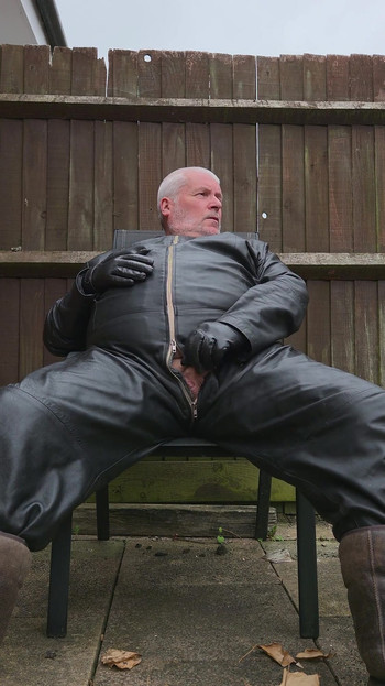 Leather Overalls in the Garden