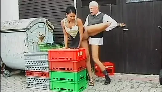 Young Ebony Girl Fucked in the Back Bar and Cummed in Mouth by Big Cock