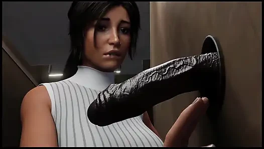 Croft Adventures Game Hentai-Parodie Folge 6 Brünette bekommt ein riesiges Gesicht von einem großen schwarzen Schwanz!