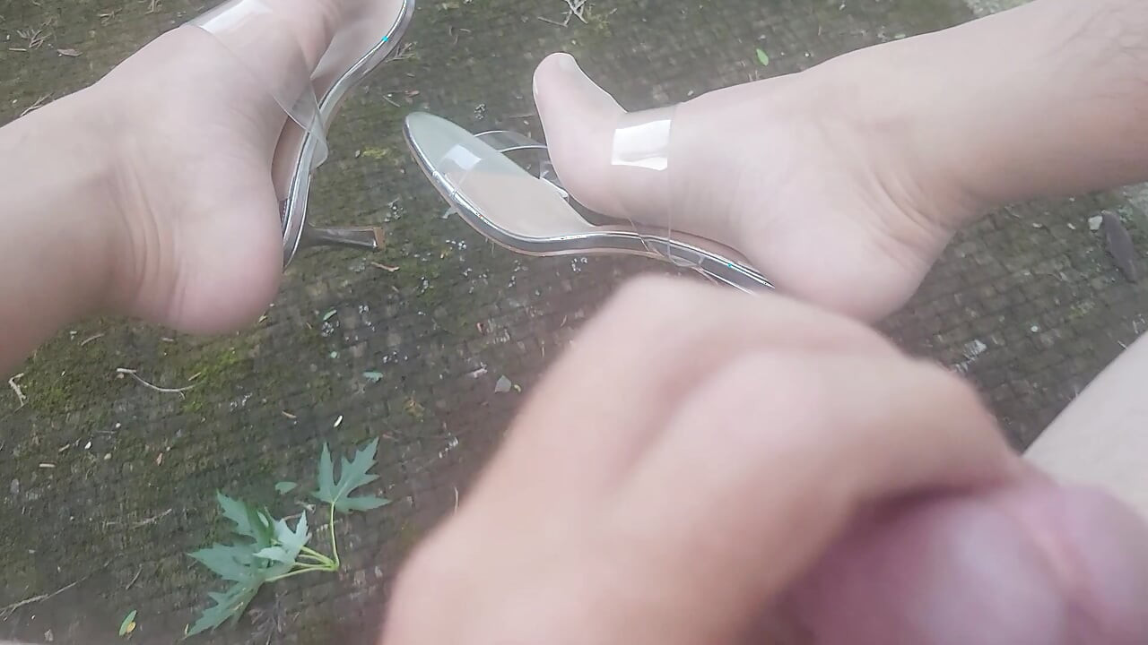 Big Dick Cum in Nylons and Clear Heels