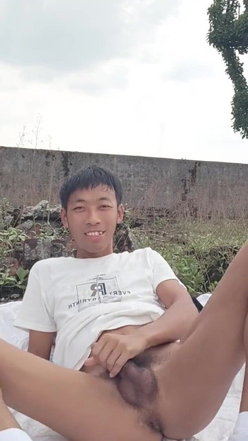 Must-see moment from "Super cute Asian boy abandoned factory rooftop lewd masturbation moaning cum and eat cum"