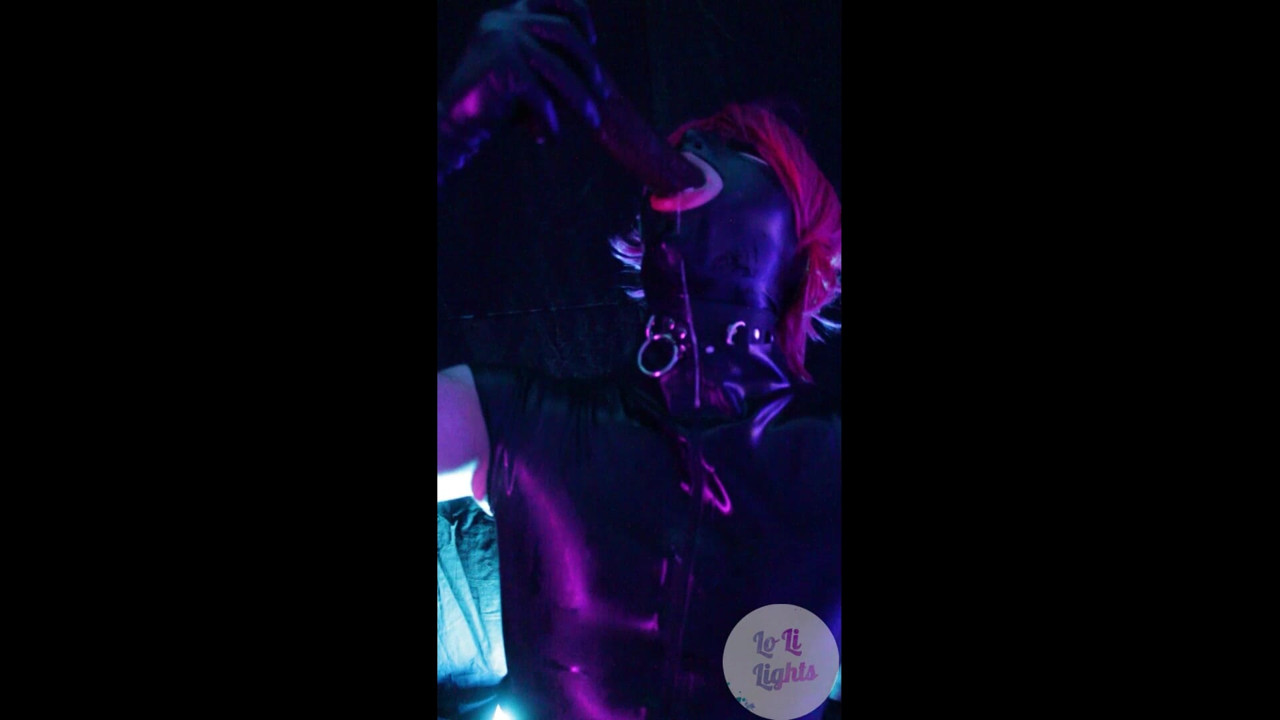 Black Latex Pink Hair Short 004