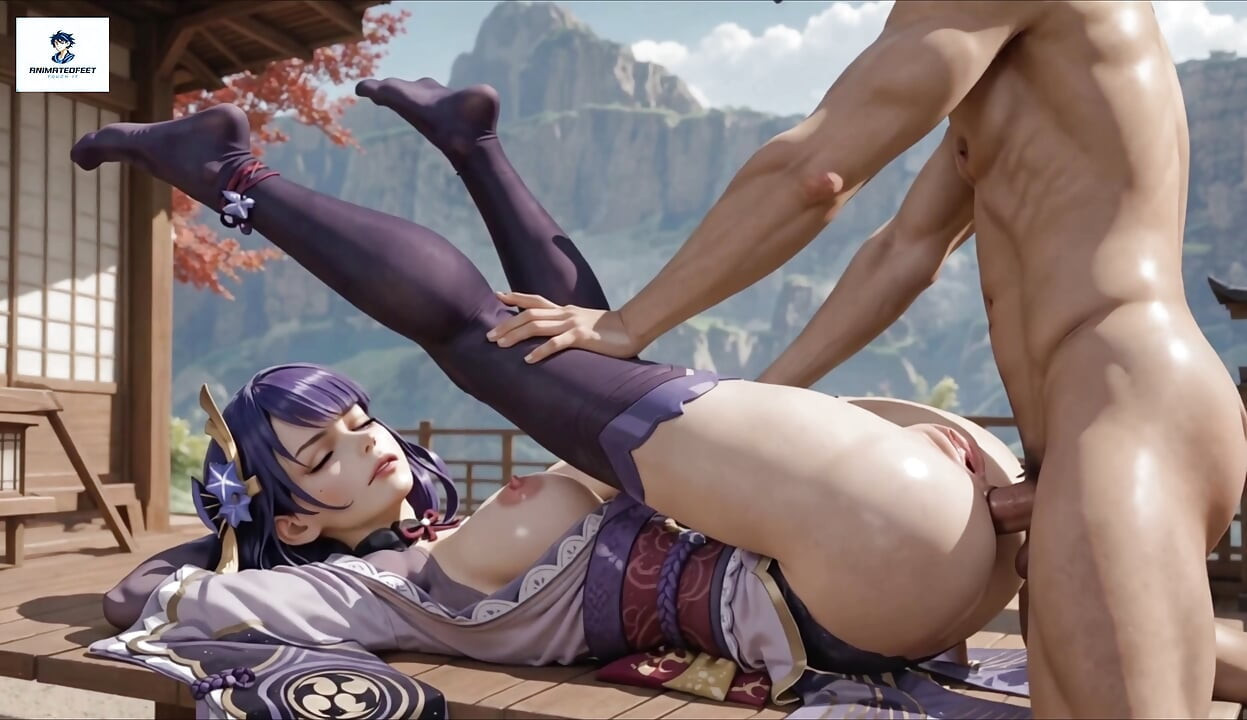 Raiden Shogun Genshin Impact hậu môn vớ chân hoạt hình