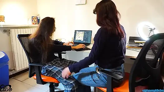 He was focused on the game, I on his hard cock (I swallow cum)